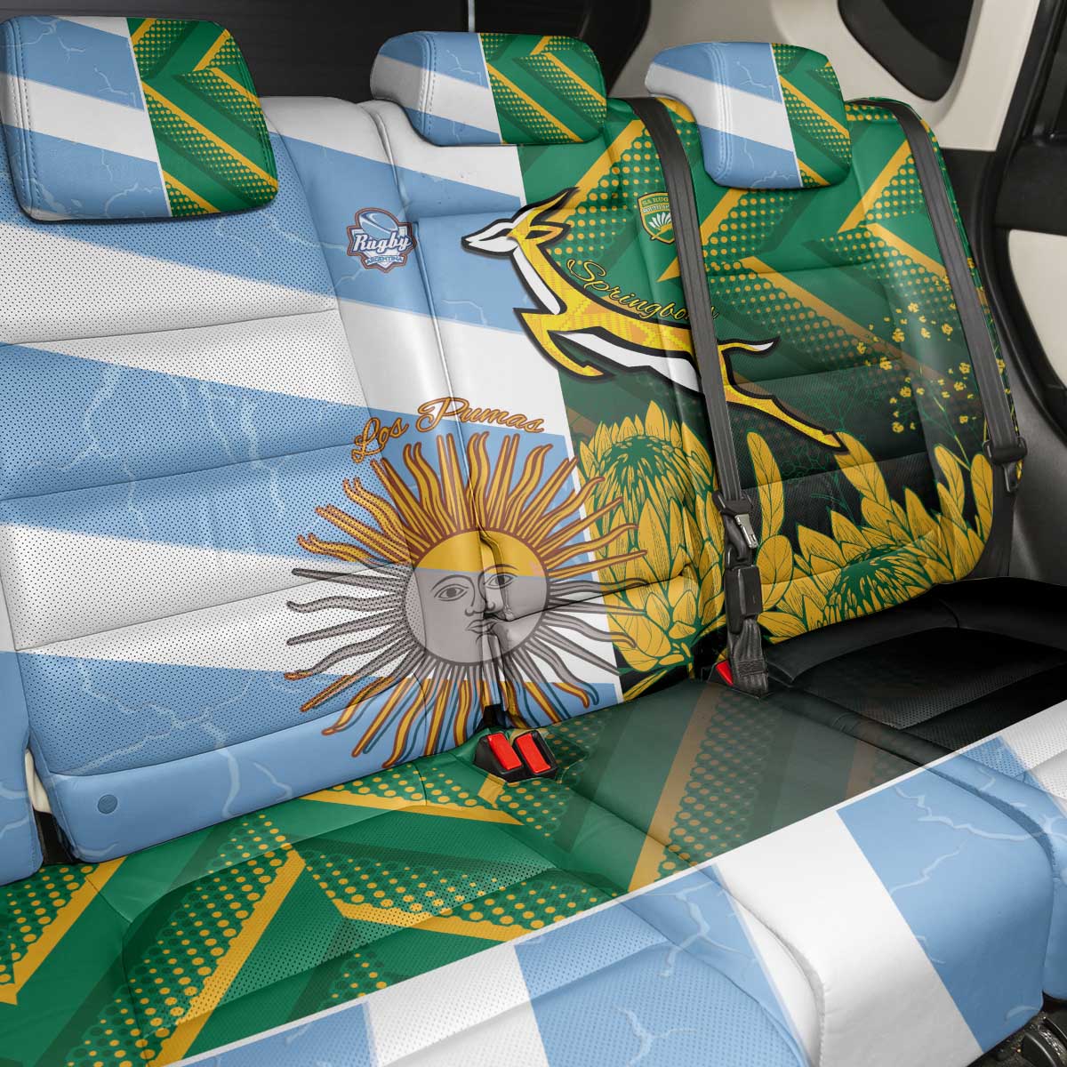 South Africa and Argentina Rugby Back Car Seat Cover Sporty Style