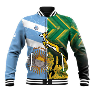 South Africa and Argentina Rugby Personalised Baseball Jacket Sporty Style