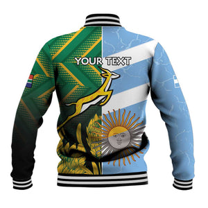 South Africa and Argentina Rugby Personalised Baseball Jacket Sporty Style