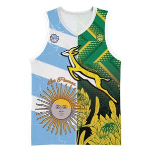 South Africa and Argentina Rugby Personalised Basketball Jersey Sporty Style - African Pride