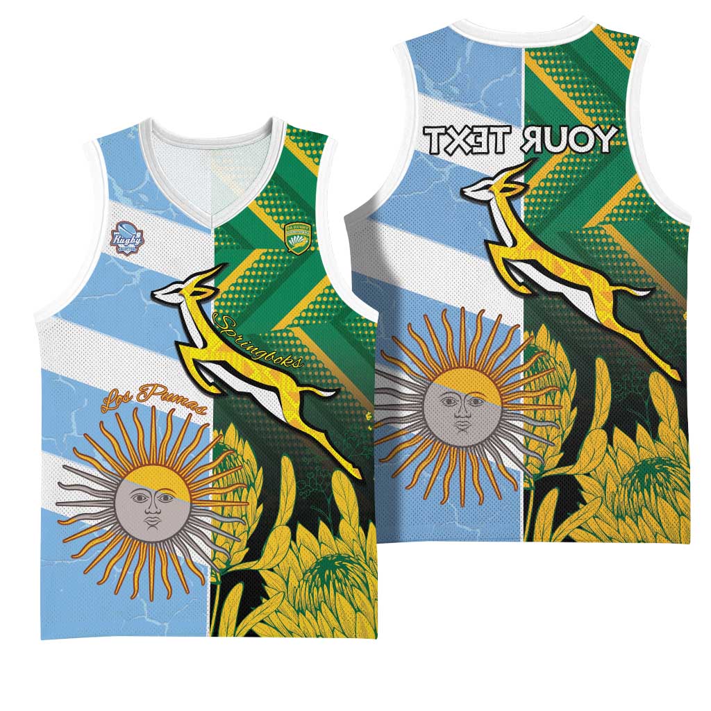 South Africa and Argentina Rugby Personalised Basketball Jersey Sporty Style - African Pride