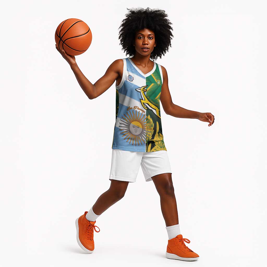 South Africa and Argentina Rugby Personalised Basketball Jersey Sporty Style - African Pride