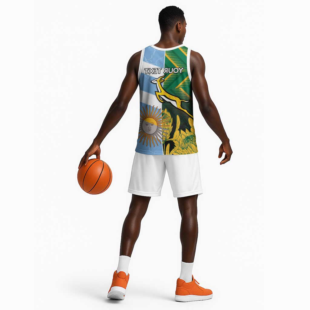 South Africa and Argentina Rugby Personalised Basketball Jersey Sporty Style - African Pride