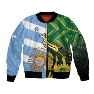 South Africa and Argentina Rugby Personalised Bomber Jacket Sporty Style