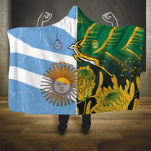 South Africa and Argentina Rugby Hooded Blanket Sporty Style