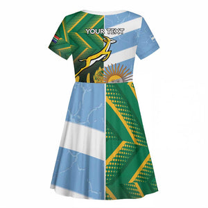 South Africa and Argentina Rugby Personalised Kid Short Sleeve Dress Sporty Style