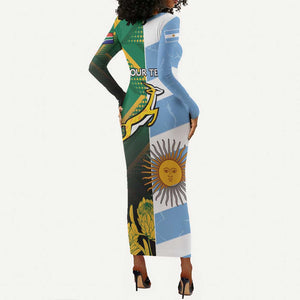 South Africa and Argentina Rugby Personalised Long Sleeve Bodycon Dress Sporty Style