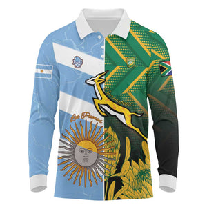 South Africa and Argentina Rugby Personalised Long Sleeve Polo Shirt Sporty Style