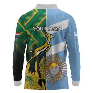 South Africa and Argentina Rugby Personalised Long Sleeve Polo Shirt Sporty Style