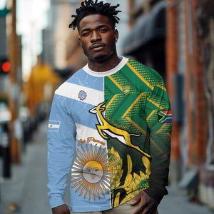 South Africa and Argentina Rugby Personalised Long Sleeve Shirt Sporty Style