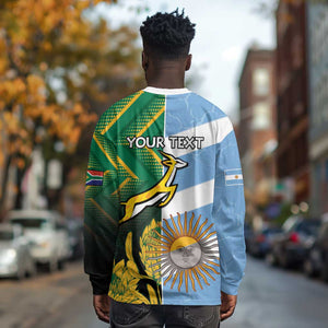 South Africa and Argentina Rugby Personalised Long Sleeve Shirt Sporty Style