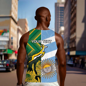 South Africa and Argentina Rugby Personalised Men Tank Top Sporty Style
