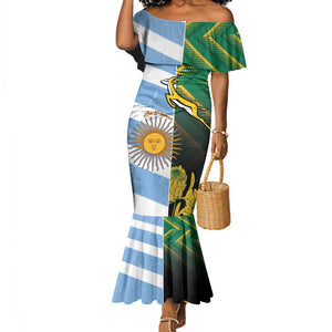 South Africa and Argentina Rugby Personalised Mermaid Dress Sporty Style