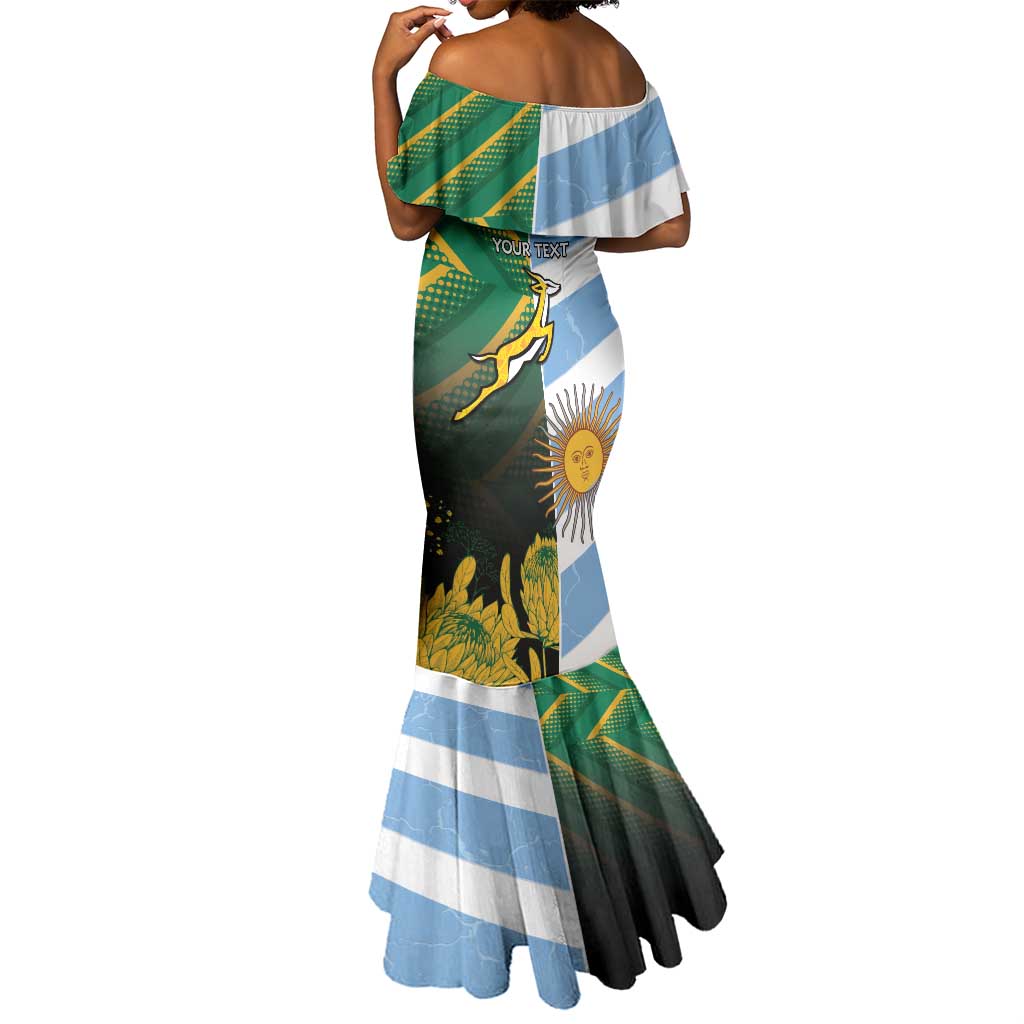 South Africa and Argentina Rugby Personalised Mermaid Dress Sporty Style