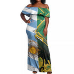 South Africa and Argentina Rugby Personalised Off Shoulder Maxi Dress Sporty Style