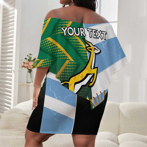 South Africa and Argentina Rugby Personalised Off Shoulder Short Dress Sporty Style