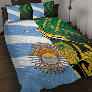 South Africa and Argentina Rugby Quilt Bed Set Sporty Style