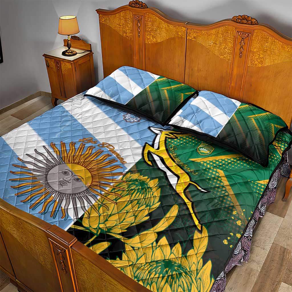 South Africa and Argentina Rugby Quilt Bed Set Sporty Style