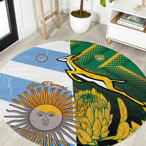South Africa and Argentina Rugby Round Carpet Sporty Style