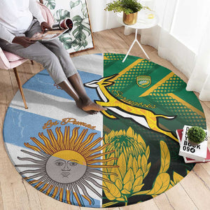 South Africa and Argentina Rugby Round Carpet Sporty Style