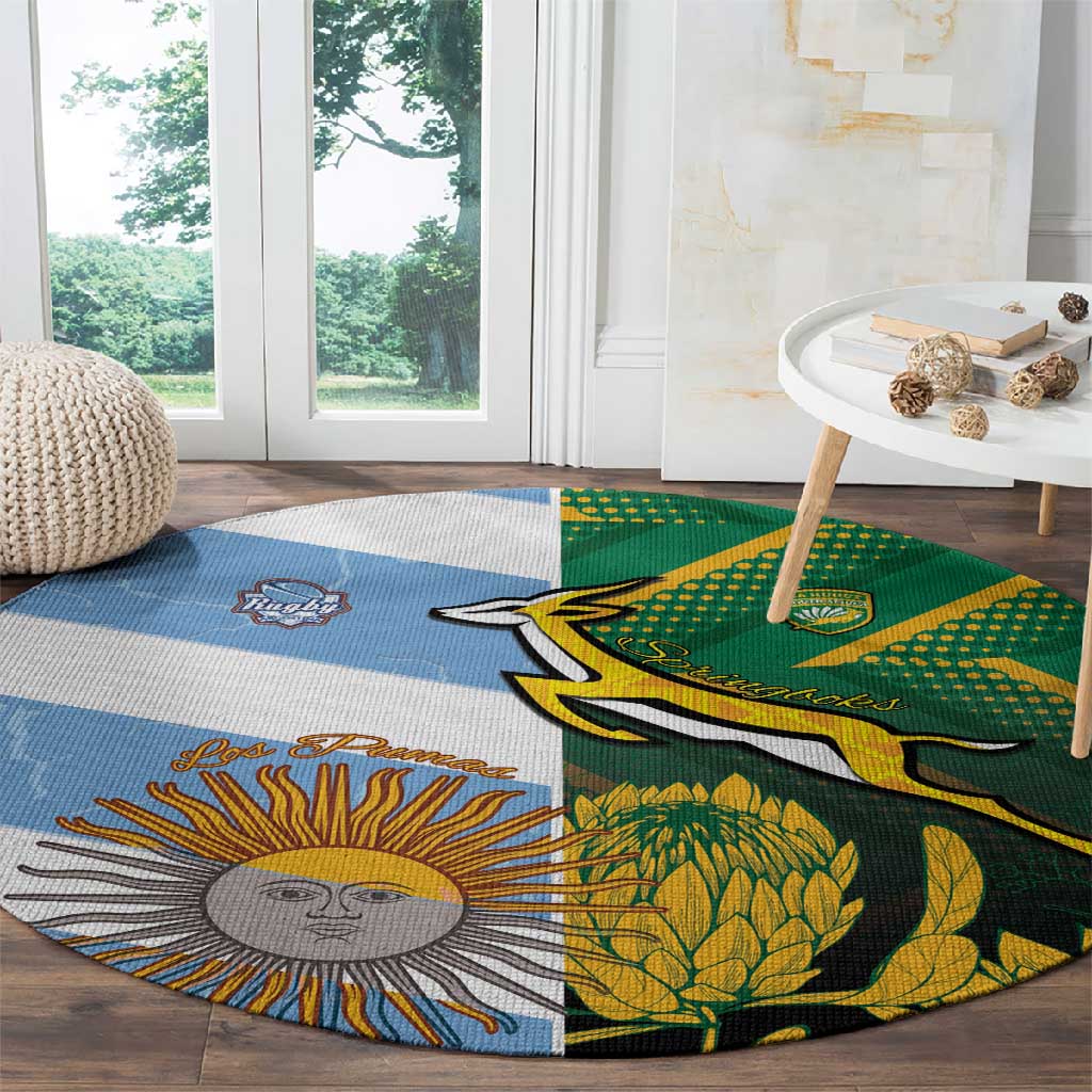 South Africa and Argentina Rugby Round Carpet Sporty Style