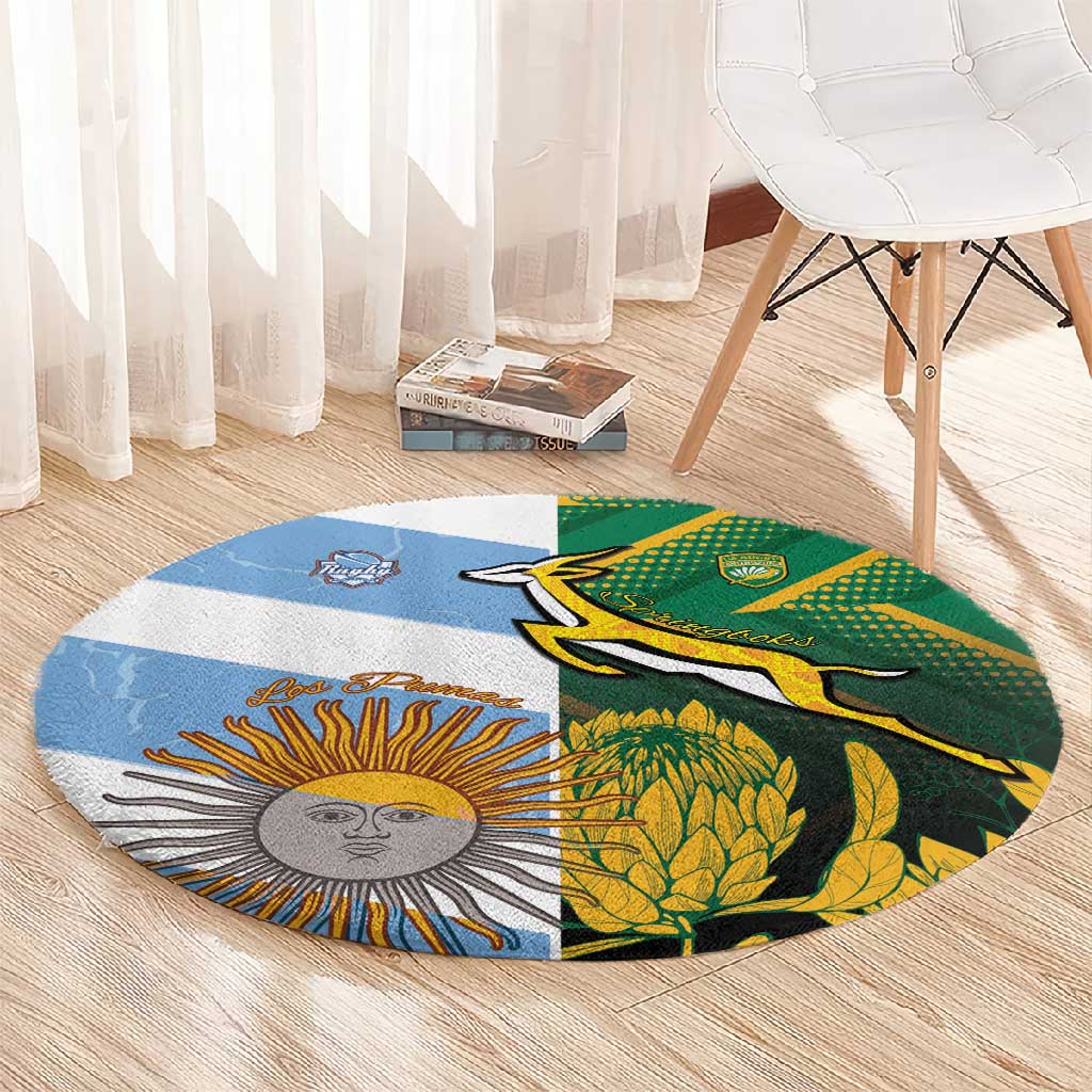 South Africa and Argentina Rugby Round Carpet Sporty Style