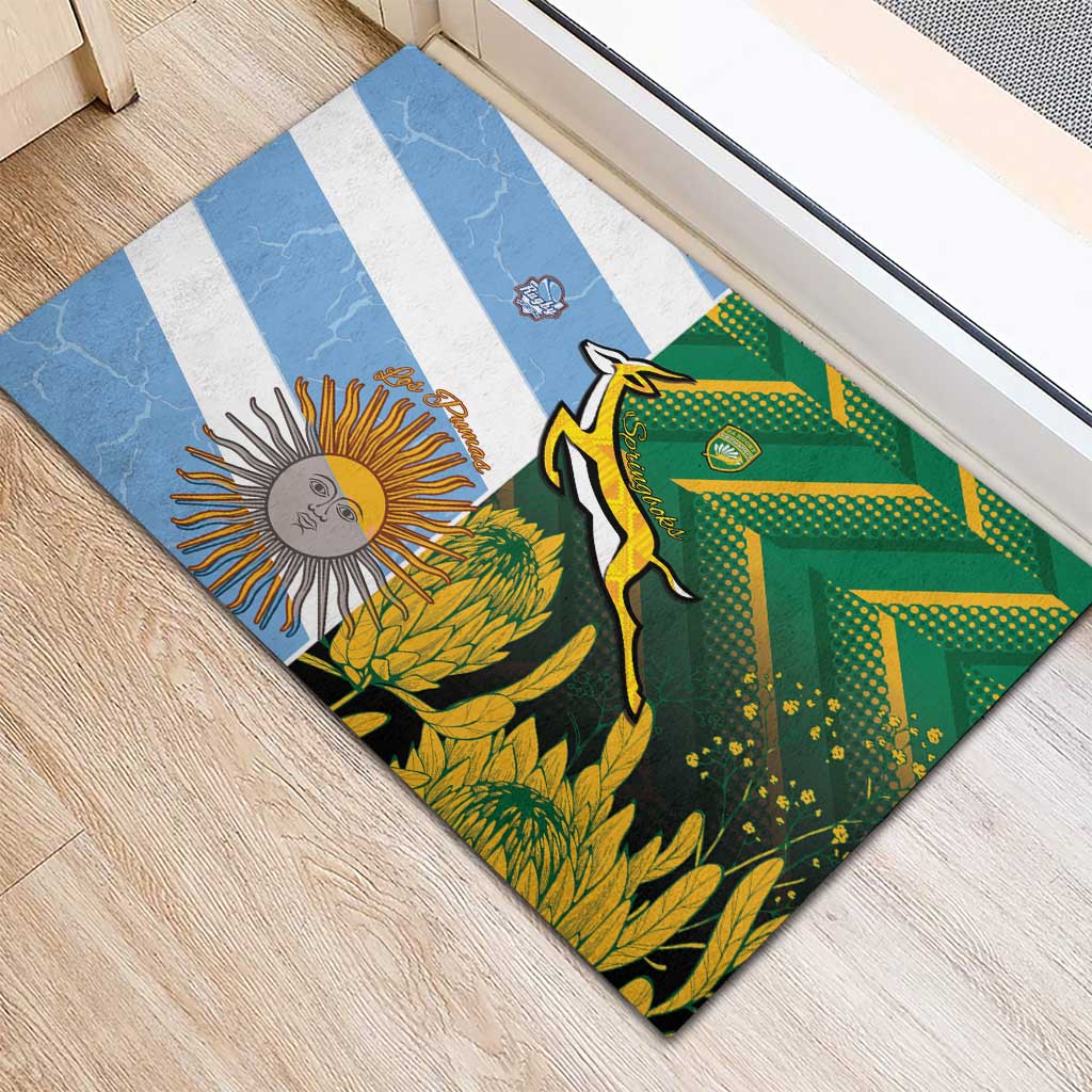 South Africa and Argentina Rugby Rubber Doormat Sporty Style