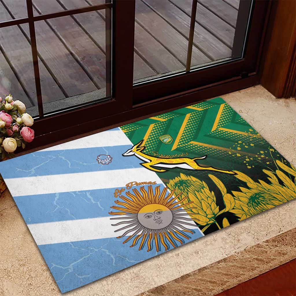 South Africa and Argentina Rugby Rubber Doormat Sporty Style