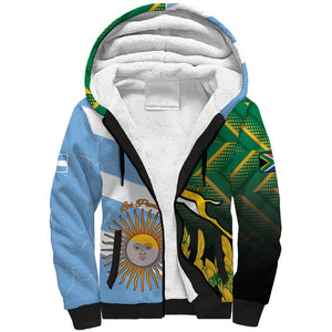South Africa and Argentina Rugby Personalised Sherpa Hoodie Sporty Style