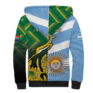 South Africa and Argentina Rugby Personalised Sherpa Hoodie Sporty Style