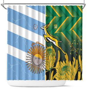 South Africa and Argentina Rugby Shower Curtain Sporty Style