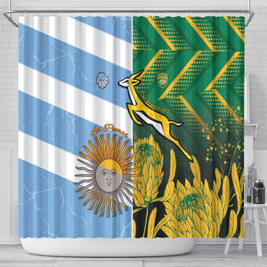 South Africa and Argentina Rugby Shower Curtain Sporty Style