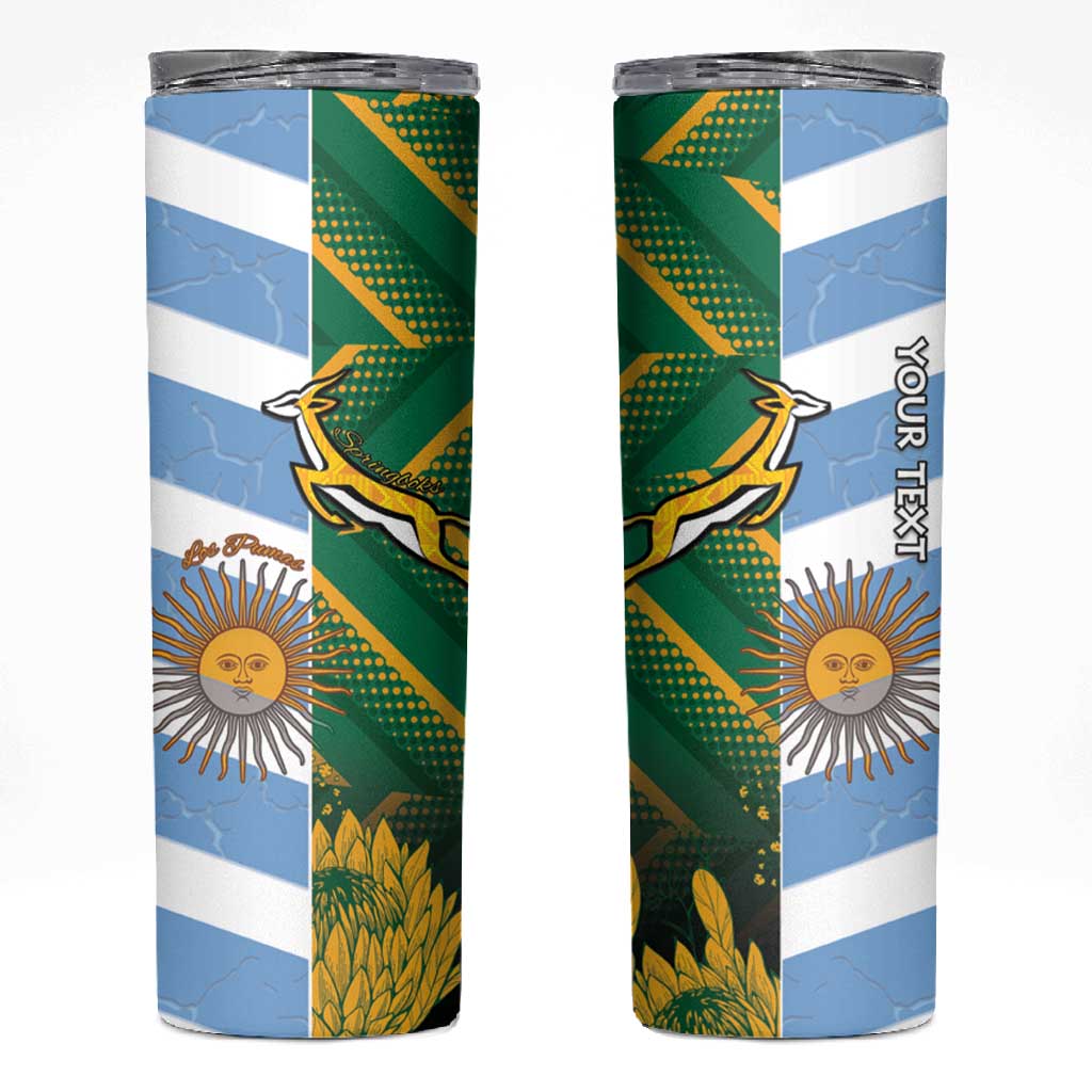 South Africa and Argentina Rugby Personalised Skinny Tumbler Sporty Style
