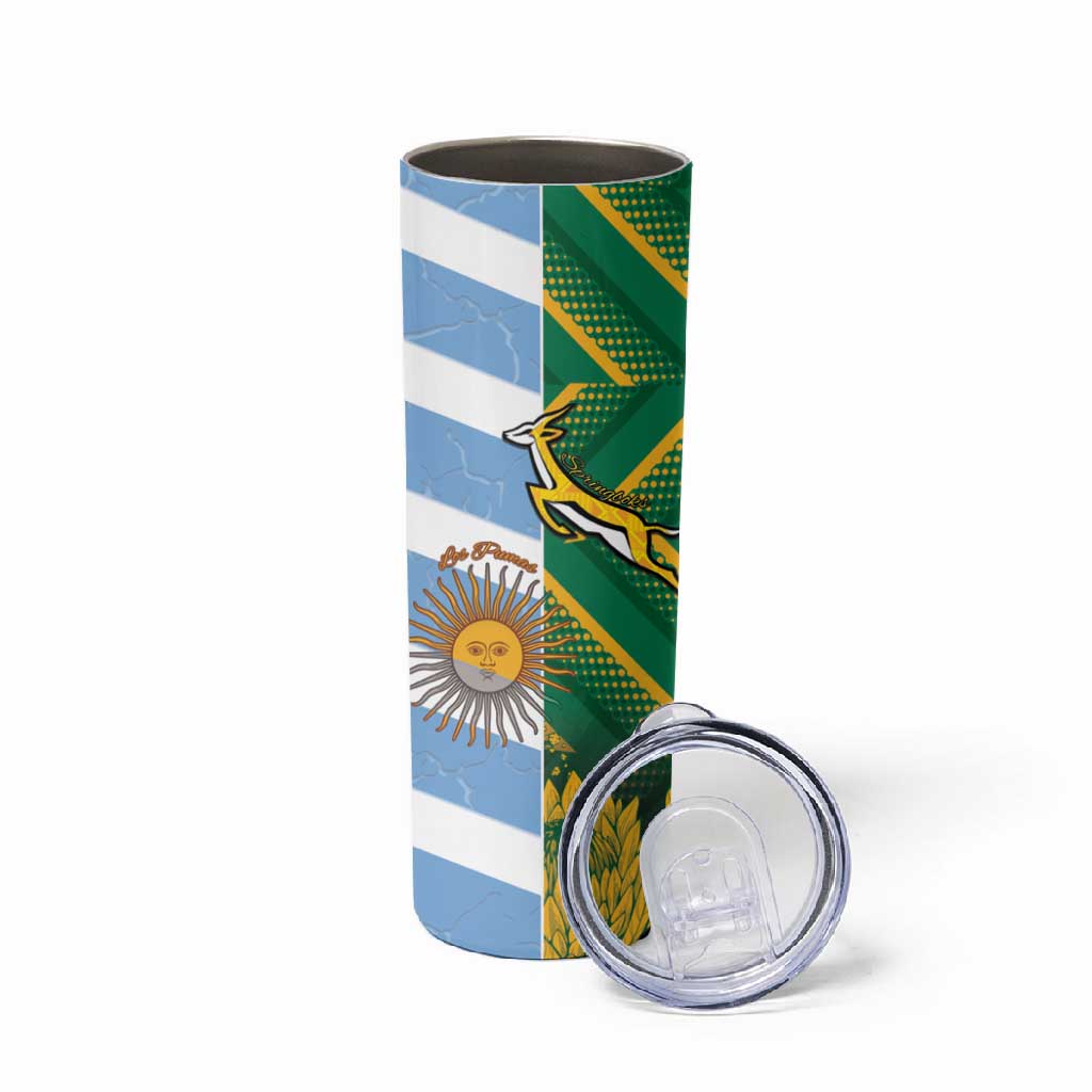 South Africa and Argentina Rugby Personalised Skinny Tumbler Sporty Style
