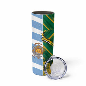 South Africa and Argentina Rugby Personalised Skinny Tumbler Sporty Style