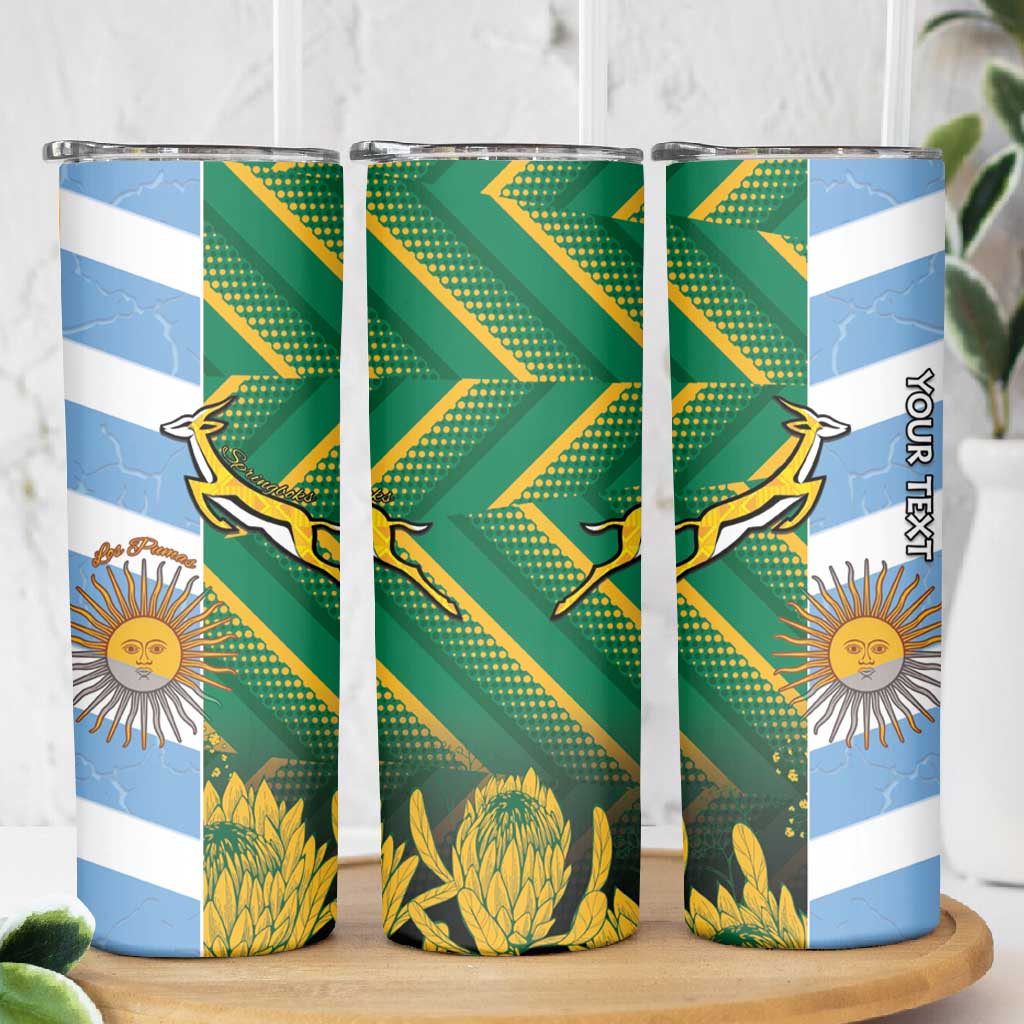 South Africa and Argentina Rugby Personalised Skinny Tumbler Sporty Style