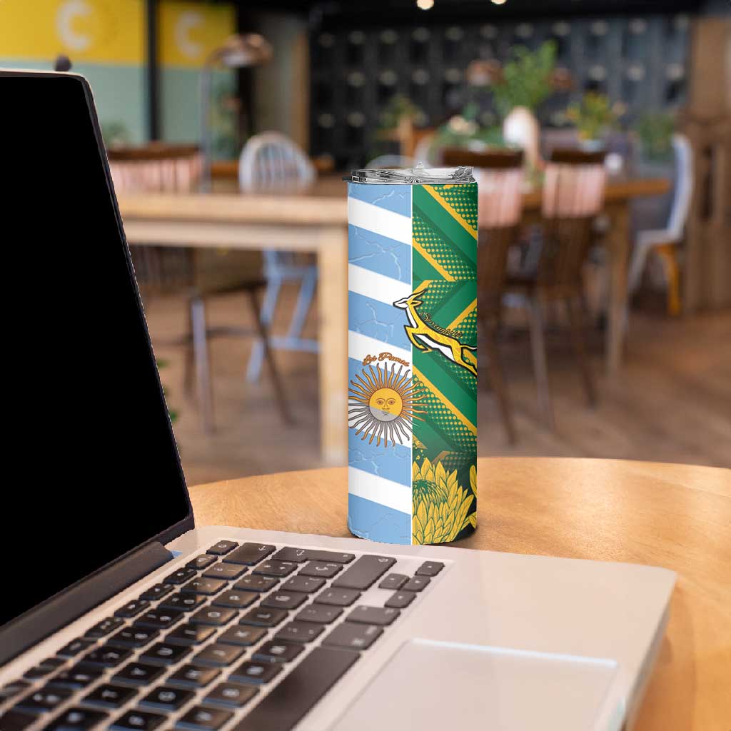 South Africa and Argentina Rugby Personalised Skinny Tumbler Sporty Style