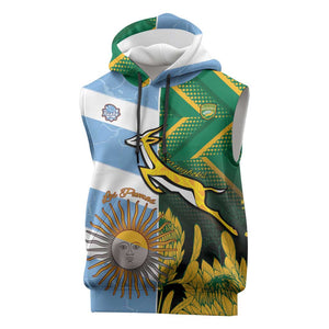 South Africa and Argentina Rugby Personalised Sleeveless Hoodie Sporty Style - African Pride