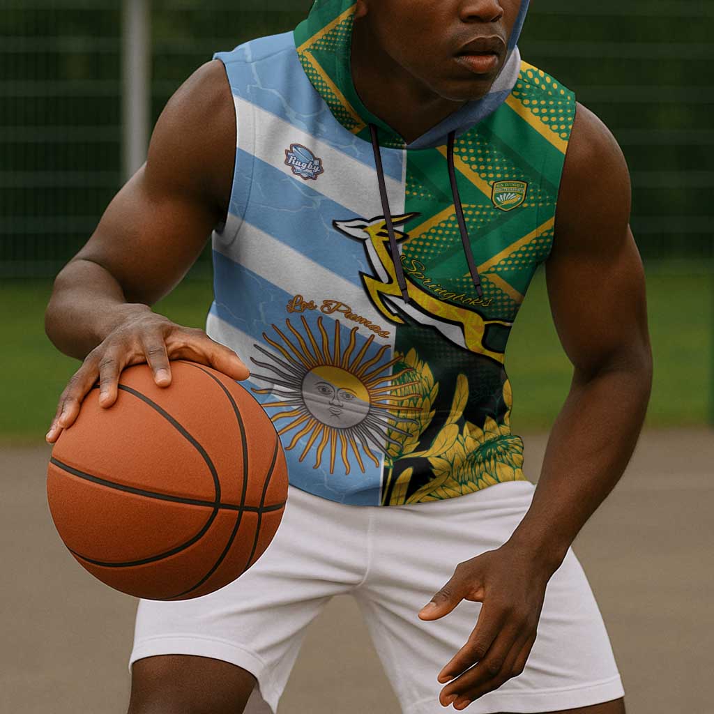 South Africa and Argentina Rugby Personalised Sleeveless Hoodie Sporty Style - African Pride