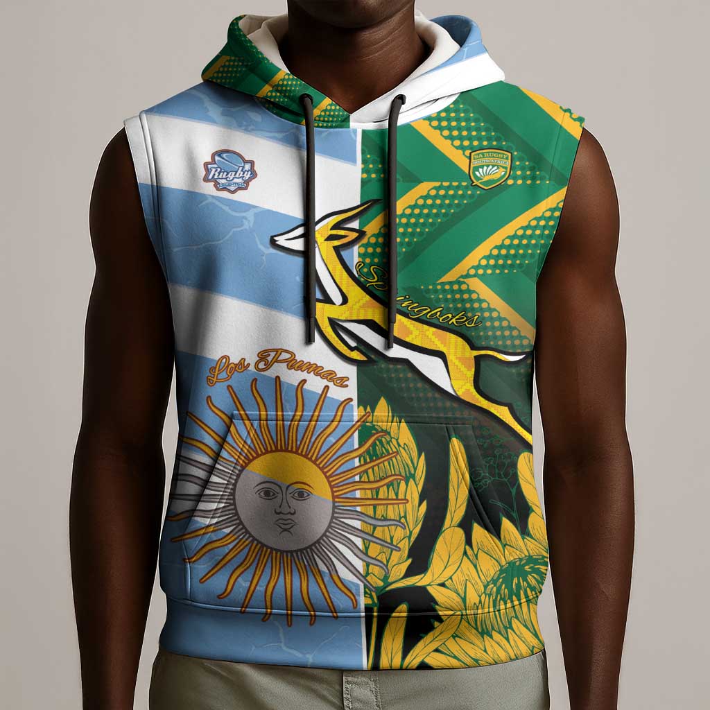 South Africa and Argentina Rugby Personalised Sleeveless Hoodie Sporty Style - African Pride