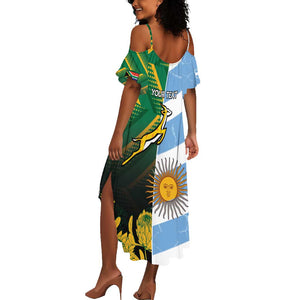 South Africa and Argentina Rugby Personalised Summer Maxi Dress Sporty Style