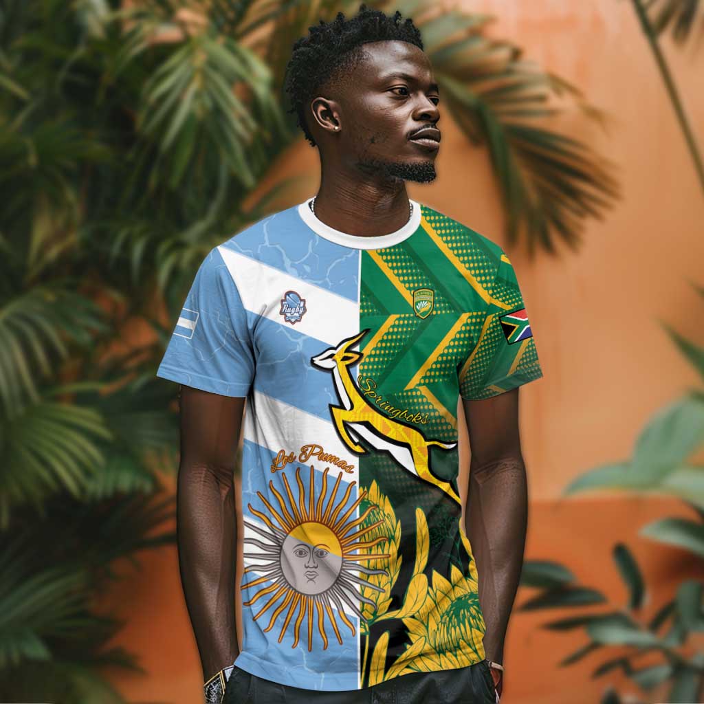 South Africa and Argentina Rugby Personalised T shirt Sporty Style