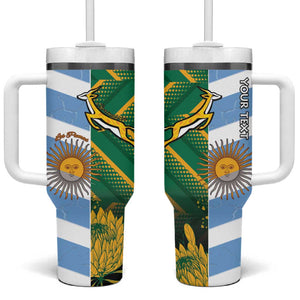 South Africa and Argentina Rugby Personalised Tumbler With Handle Sporty Style