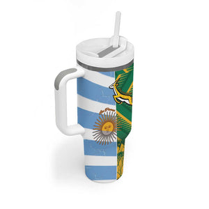 South Africa and Argentina Rugby Personalised Tumbler With Handle Sporty Style