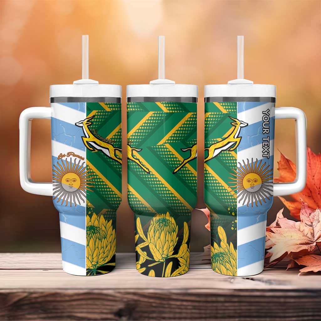 South Africa and Argentina Rugby Personalised Tumbler With Handle Sporty Style
