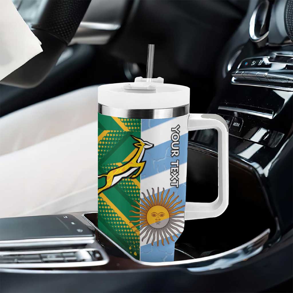 South Africa and Argentina Rugby Personalised Tumbler With Handle Sporty Style
