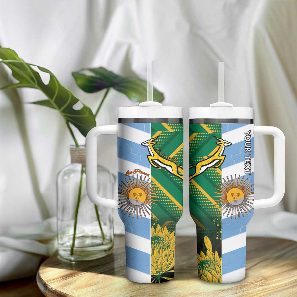 South Africa and Argentina Rugby Personalised Tumbler With Handle Sporty Style