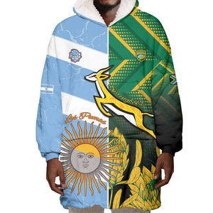South Africa and Argentina Rugby Personalised Wearable Blanket Hoodie Sporty Style