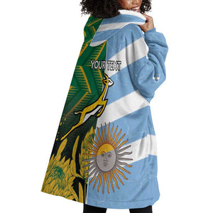 South Africa and Argentina Rugby Personalised Wearable Blanket Hoodie Sporty Style