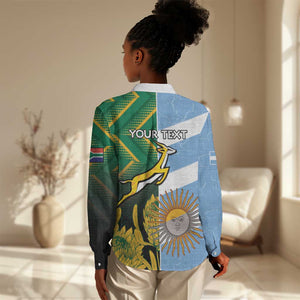 South Africa and Argentina Rugby Personalised Women Casual Shirt Sporty Style